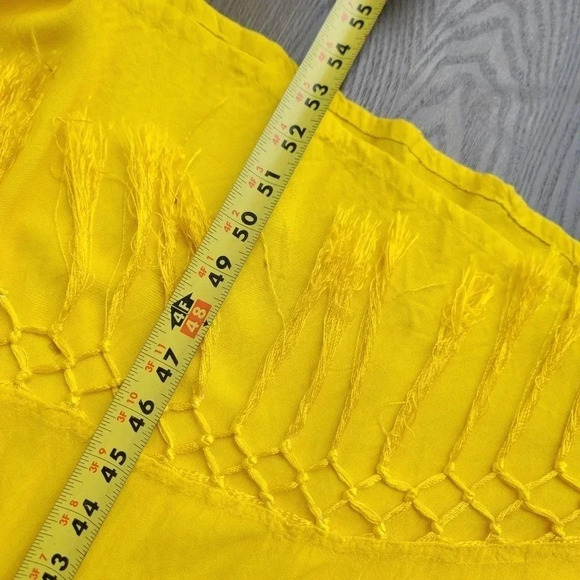 Colors of India Dress Womans Long Sleeveless Free Size Yellow Fringe Maxi Layere - Picture 12 of 12